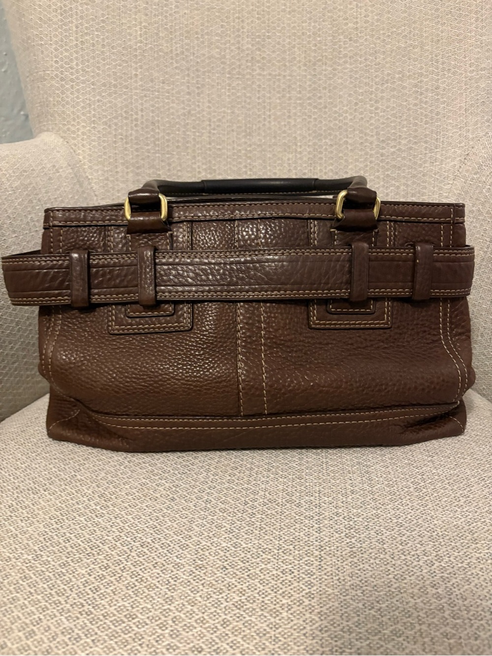 Coach Brown Leather Tote Handbag with Gold Hardware - Picture 2 of 10